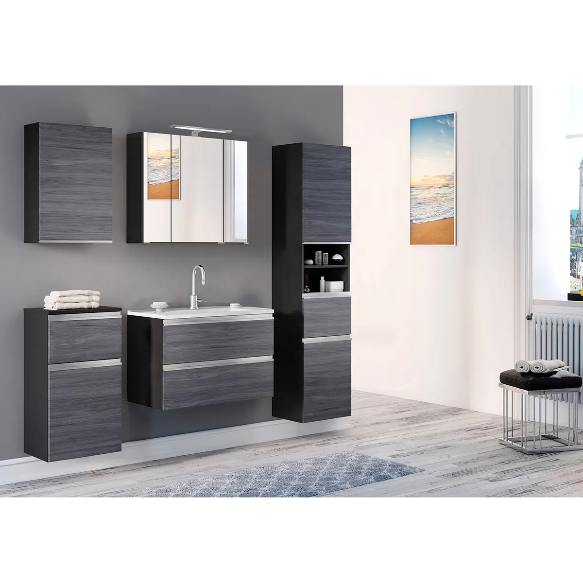 Waschtisch I 80cm Multicolor/Rauchsilber/Graphit | Mehrfarbig