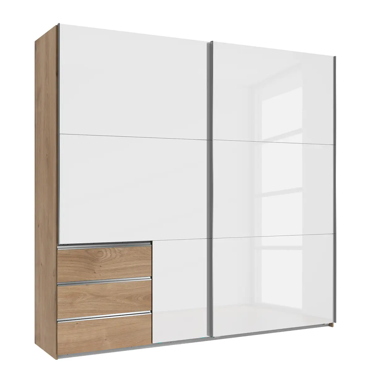 Schwebetürenschrank Level 36 D III 250 x 236cm Weiß/Hochglanz