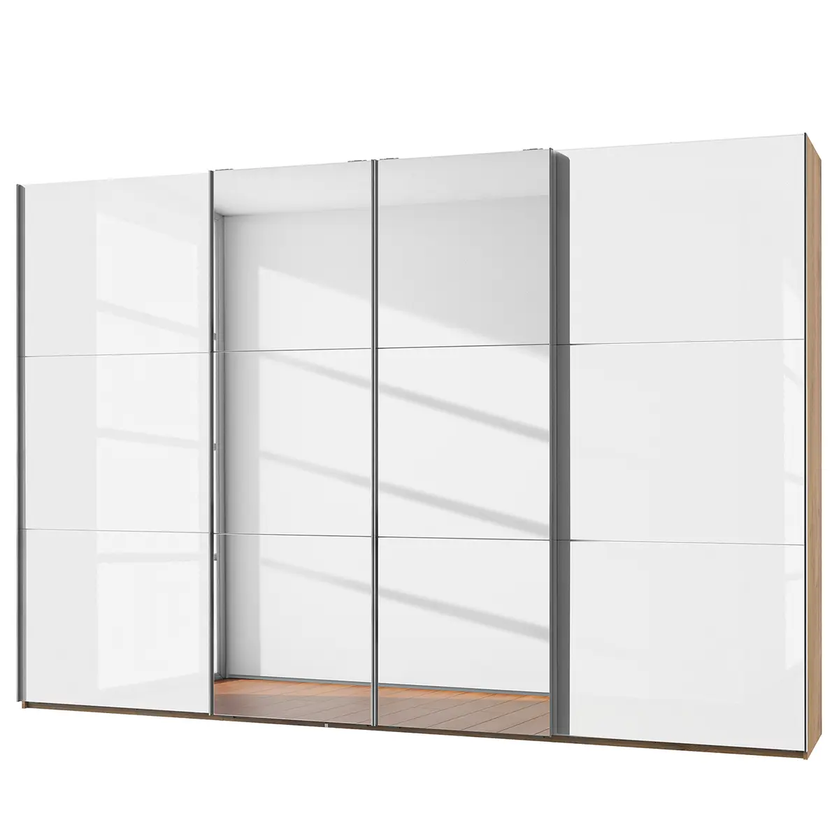 Schwebetürenschrank Level 36 D II 350 x 236cm Weiß/Hochglanz