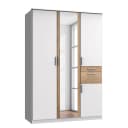 Drehtürenschrank I 135cm Weiß/Weiß/Eiche Dekor | Mehrfarbig
