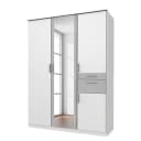 Drehtürenschrank I 135cm Weiß/Weiß/Hellgrau | Weiß