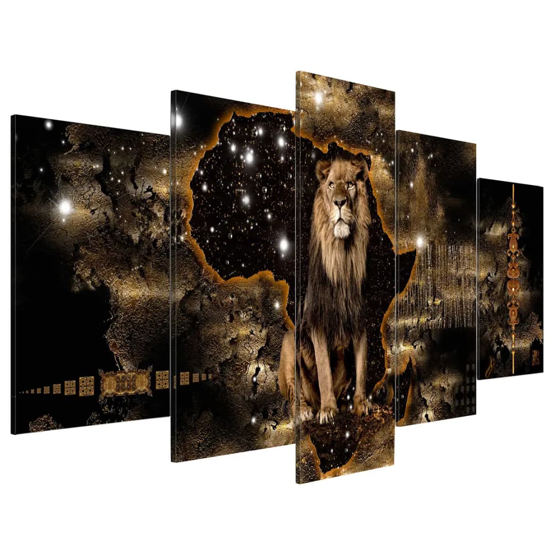 Acrylglasbild Golden Lion | Schwarz