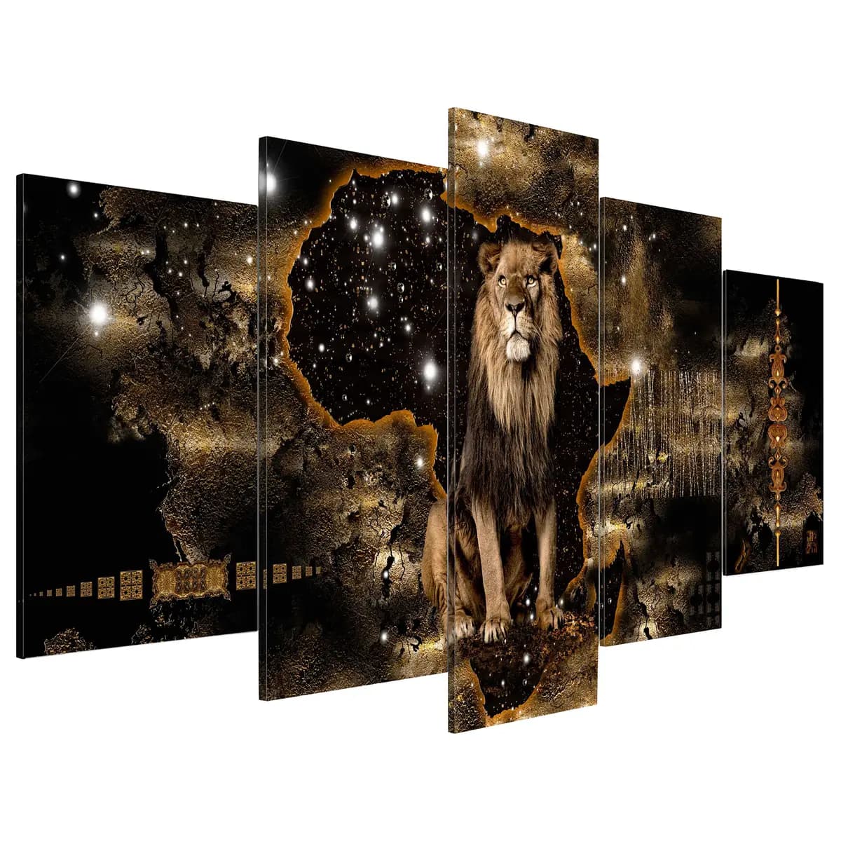 Acrylglasbild Golden Lion | Schwarz