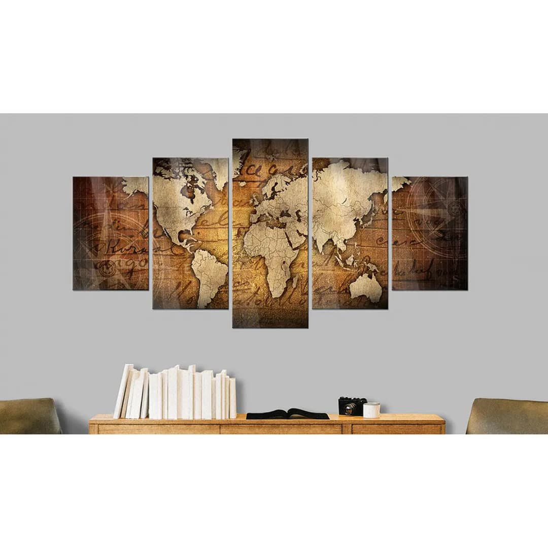 Acrylglasbild Bronze Map I | Braun