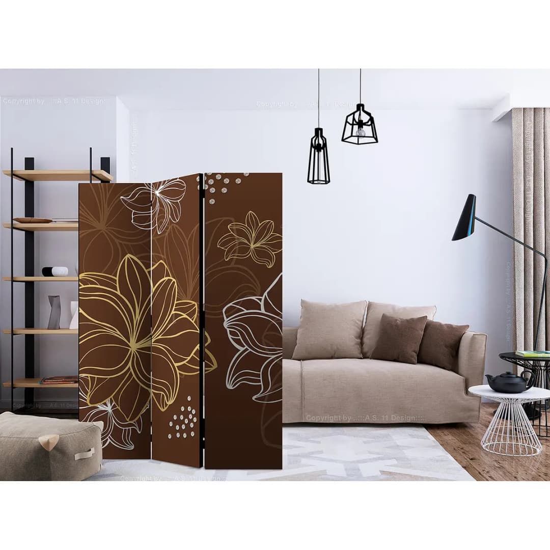 Paravent Autumnal Flora | Braun