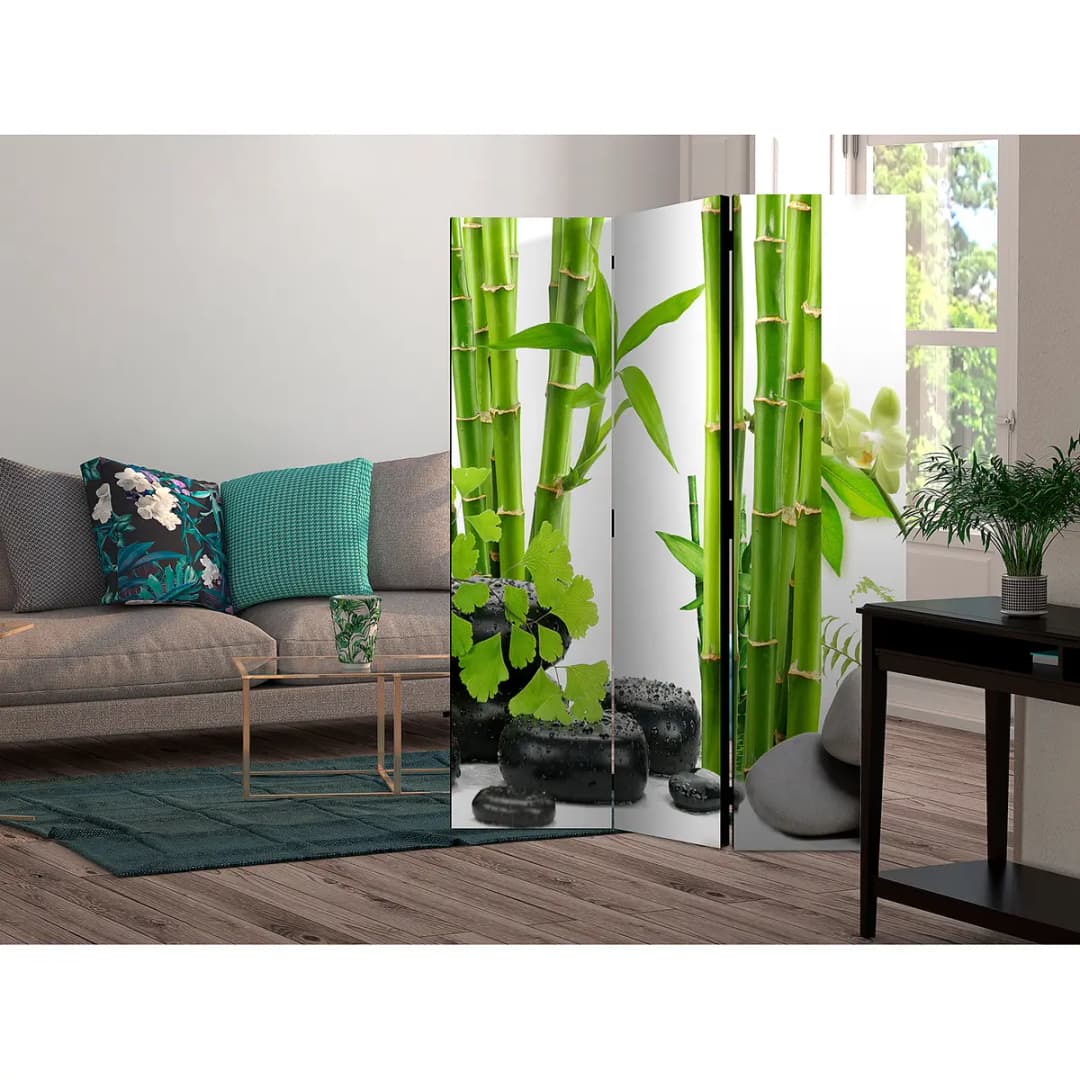 Paravent Bamboos & Stones | Mehrfarbig