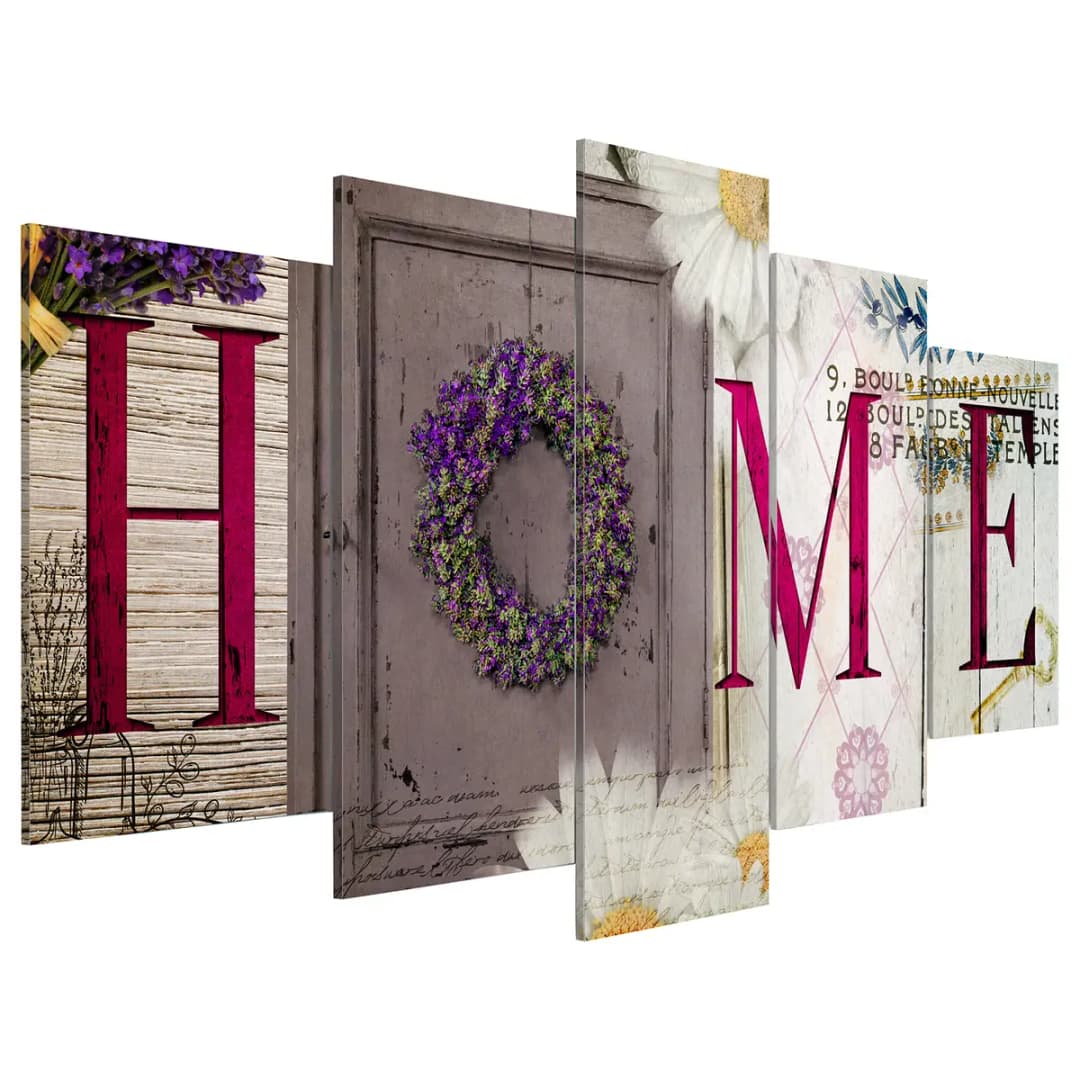 Bild Welcome Home Leinen Multicolor | Mehrfarbig