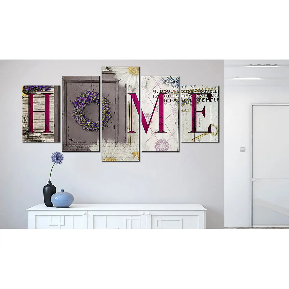 Bild Welcome Home Leinen Multicolor | Mehrfarbig
