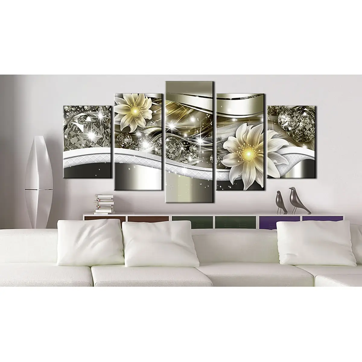 Bild Luminous Wave Leinen Multicolor | Mehrfarbig