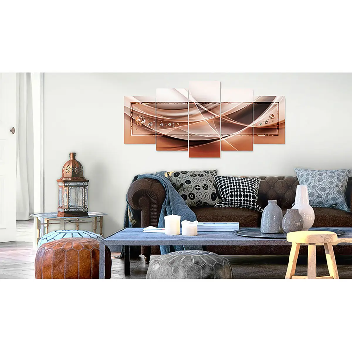 Bild Stream of Blaze Leinen Kupfer 100 x 50cm | Kupfer