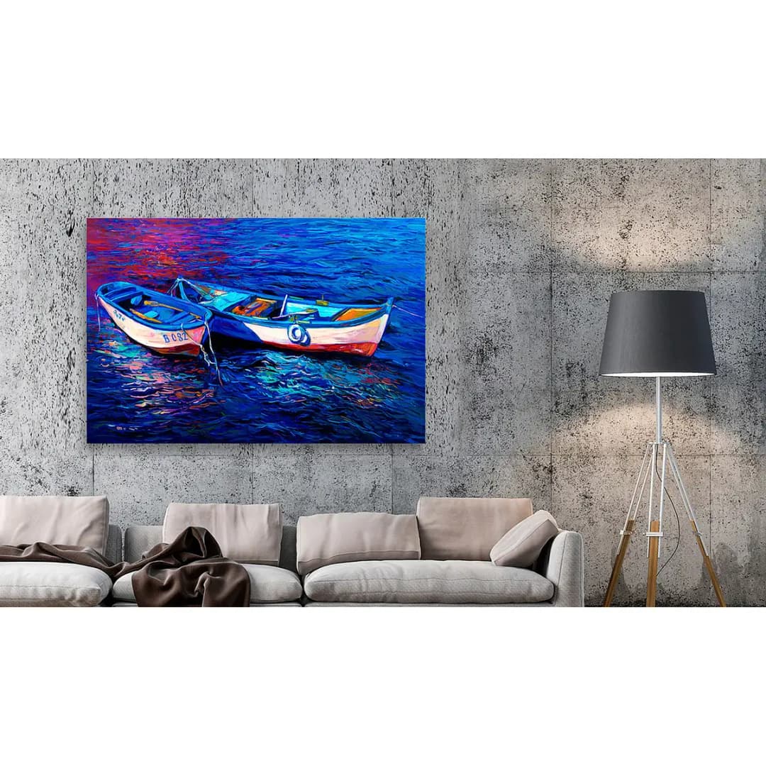 Bild Abandoned Boats Leinen Blau | Blau