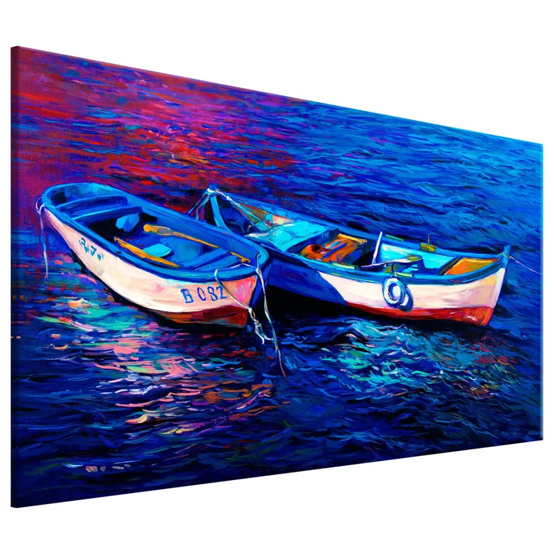 Bild Abandoned Boats Leinen Blau 120 x 80cm | Blau