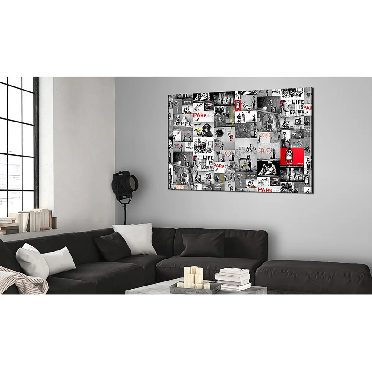 Bild Street Art Banksy Leinen Multicolor | Mehrfarbig