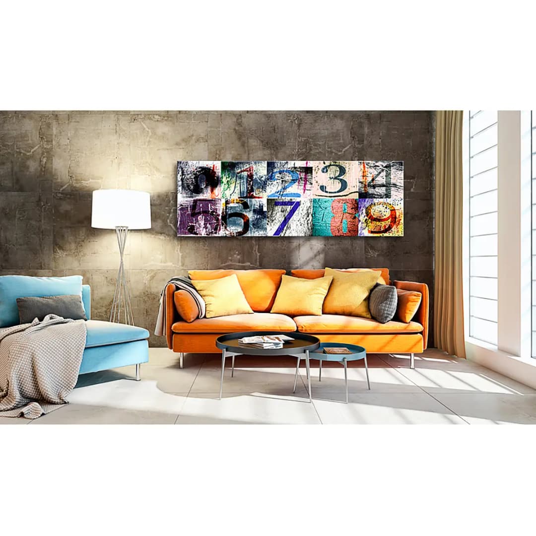 Bild Colourful Numbers Leinen Multicolor 135 x 45cm