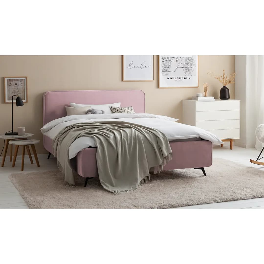 Polsterbett KARELIA 180 x 200cm Samt Ravi Pink/Mauve | Rosa