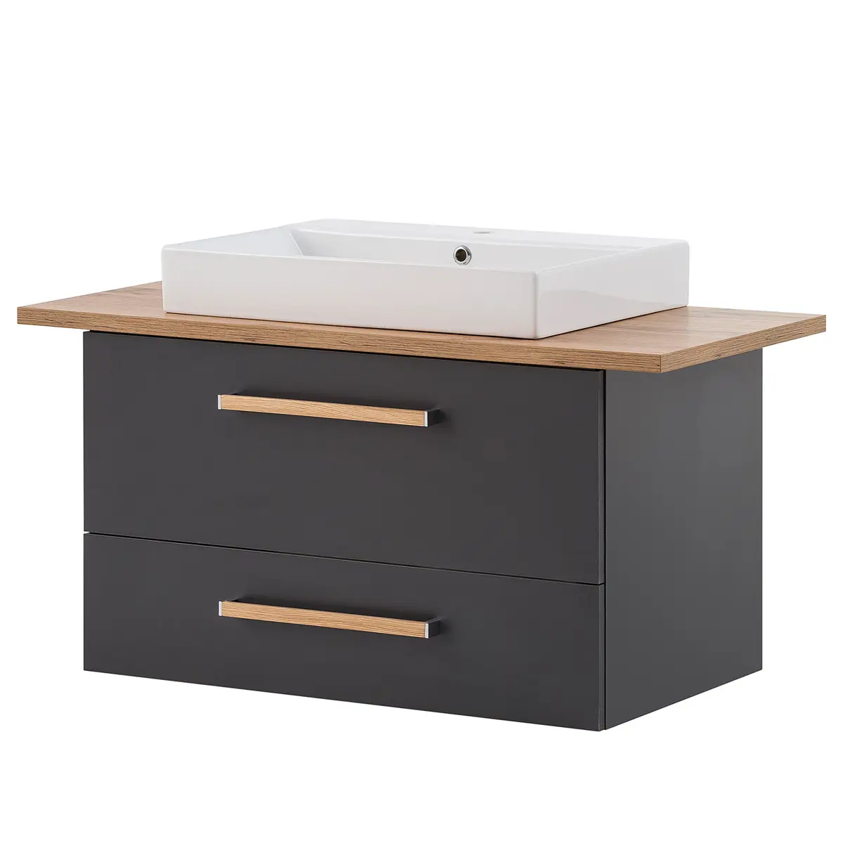Waschtisch Duo 102cm Schwarz/Anthrazit | Schwarz