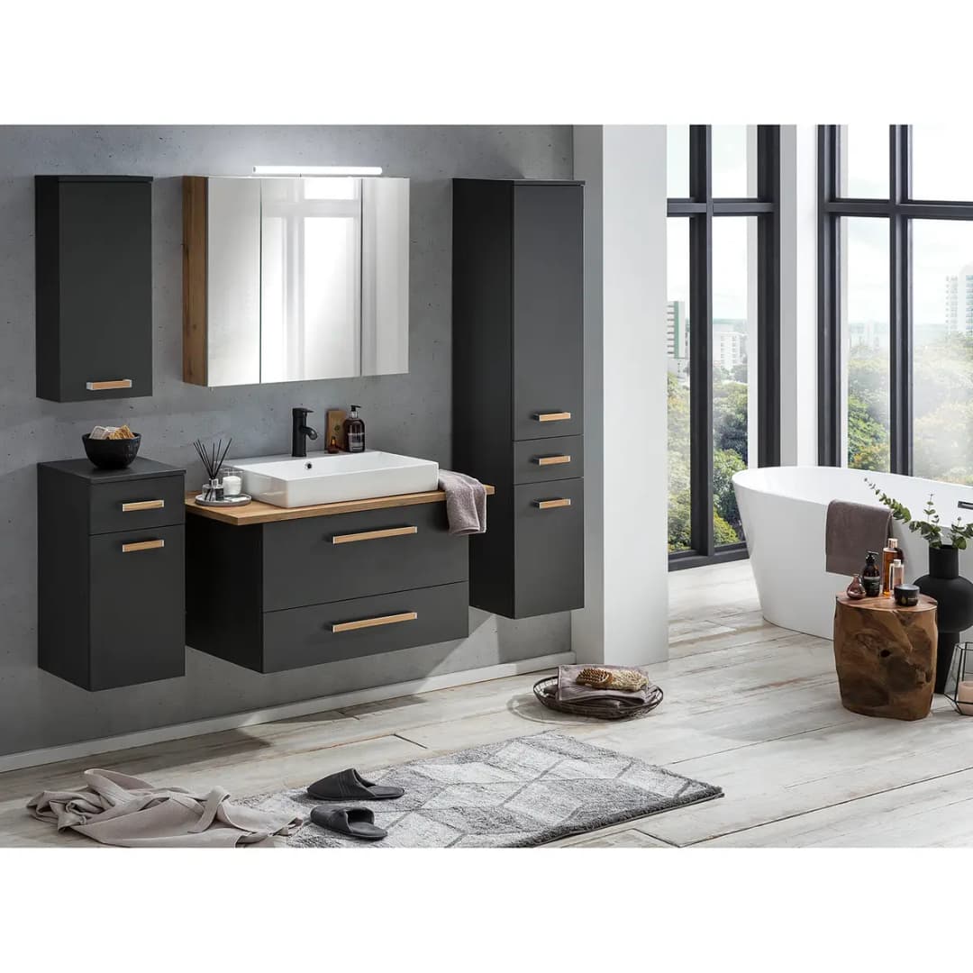 Waschtisch Duo 102cm Schwarz/Anthrazit | Schwarz