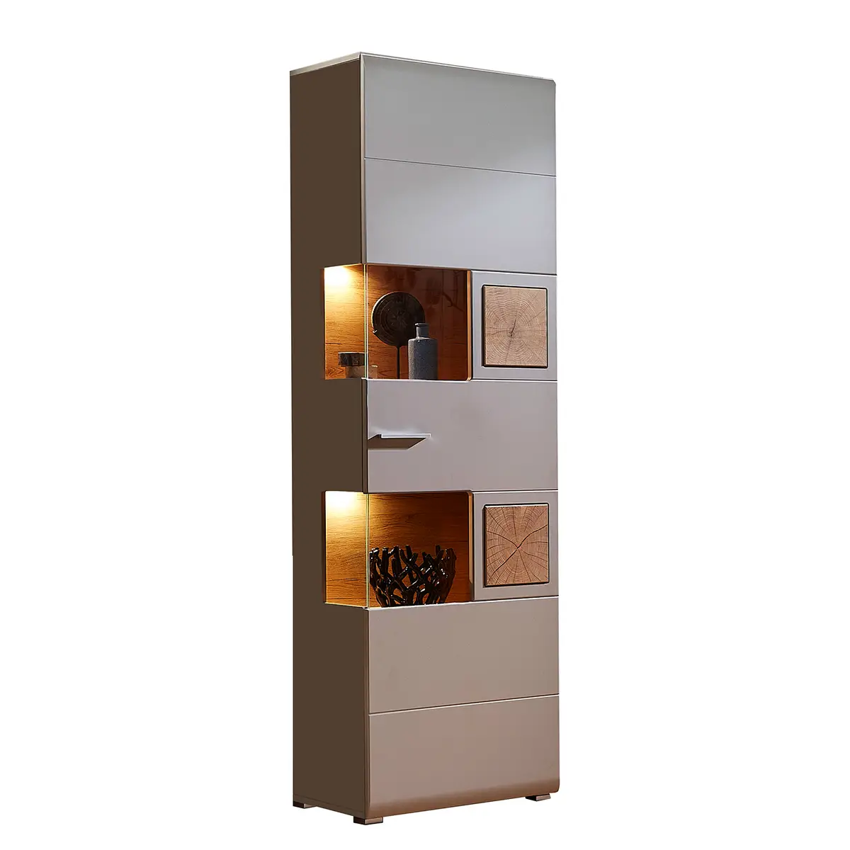 Standvitrine Grau/Taupe | Grau