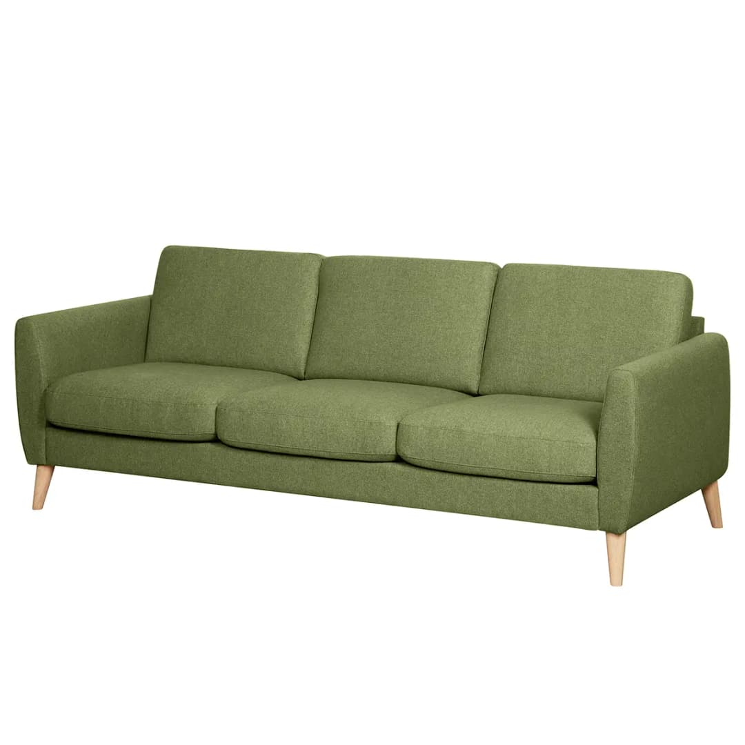 Sofa Kustavi 3-Sitzer Grün/Olivgrün Strukturstoff | Grün
