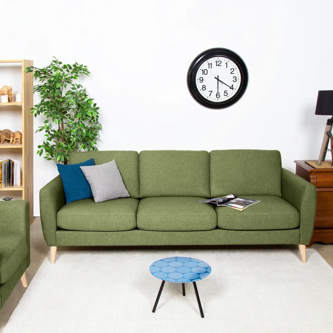 Sofa Kustavi 3-Sitzer Grün/Olivgrün Strukturstoff | Grün