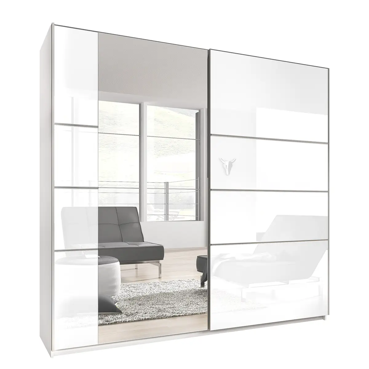 Schwebetürenschrank Salton 180cm Weiß/Weiß | Weiß