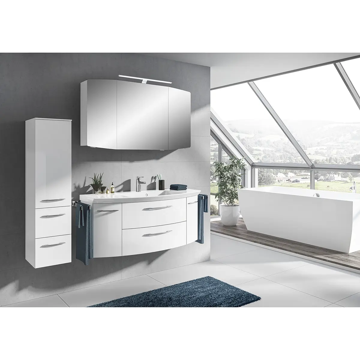 Spiegelschrank Cassca 100cm Weiß/Hochglanz Weiß | Weiß
