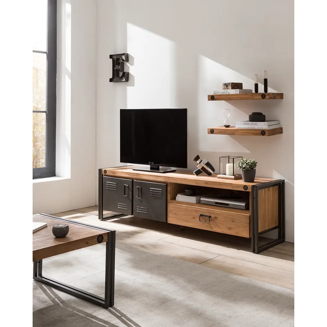 Wandboard 2er-Set Massivholz Akazie | Braun