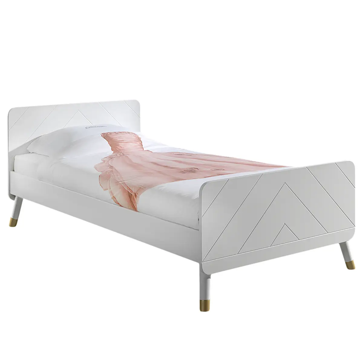 Einzelbett 90 x 200cm Weiß/Weiß | Weiß