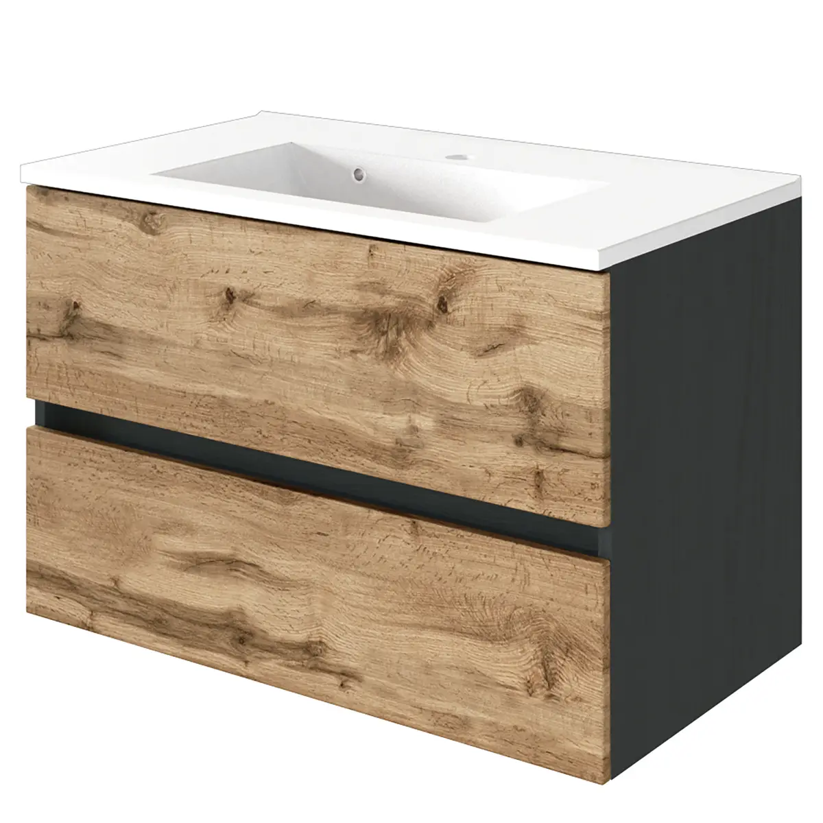 Waschtisch 80cm Multicolor/Wotaneiche Dekor | Holztöne