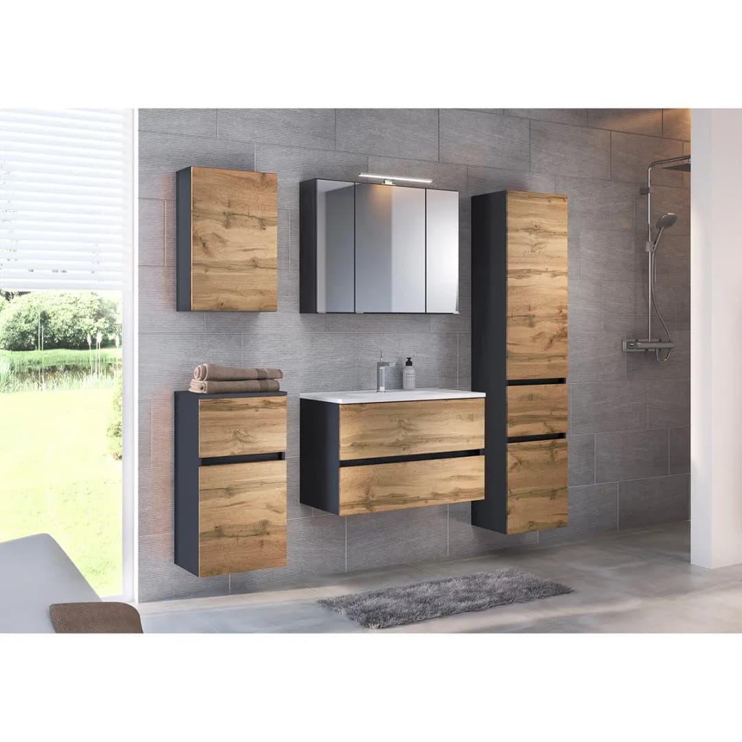 Waschtisch 80cm Multicolor/Wotaneiche Dekor | Holztöne