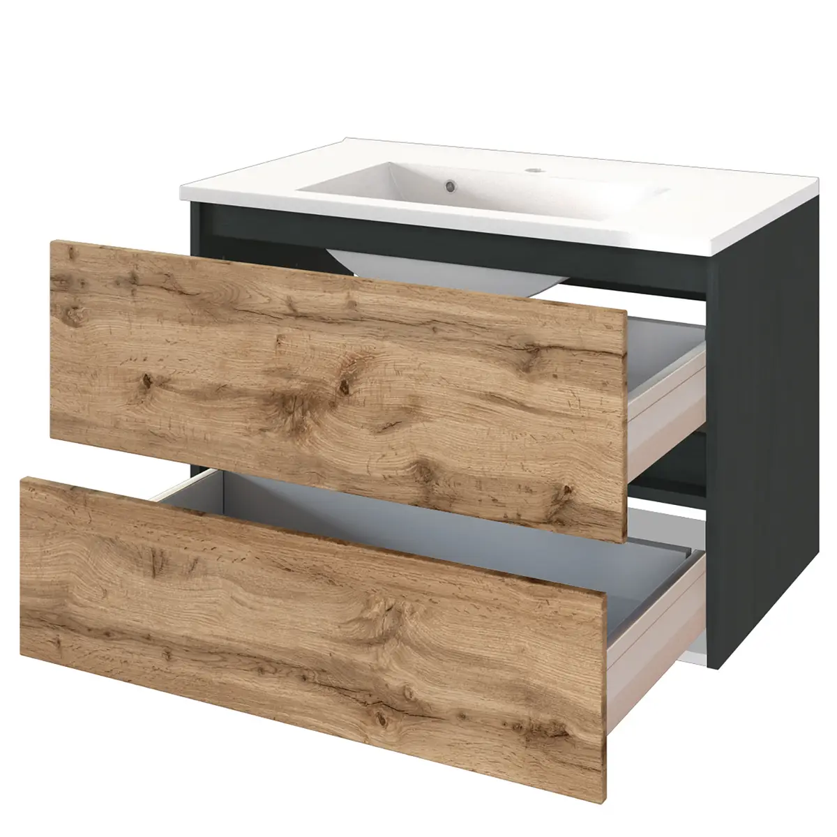 Waschtisch 80cm Multicolor/Wotaneiche Dekor | Holztöne