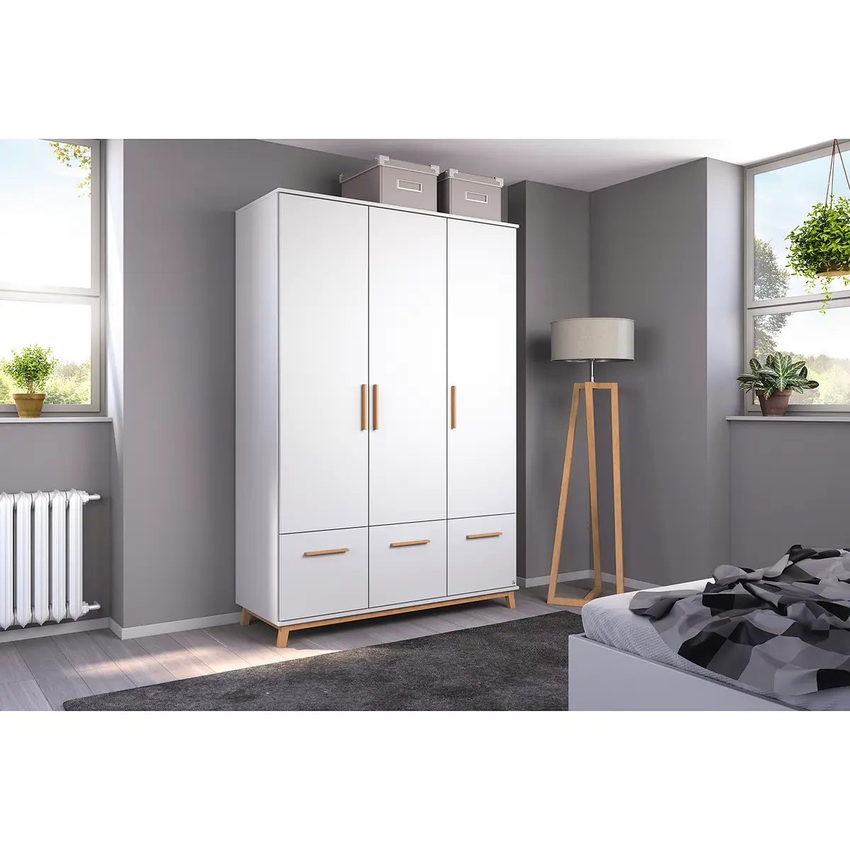 Drehtürenschrank I 136cm Weiß | Weiß