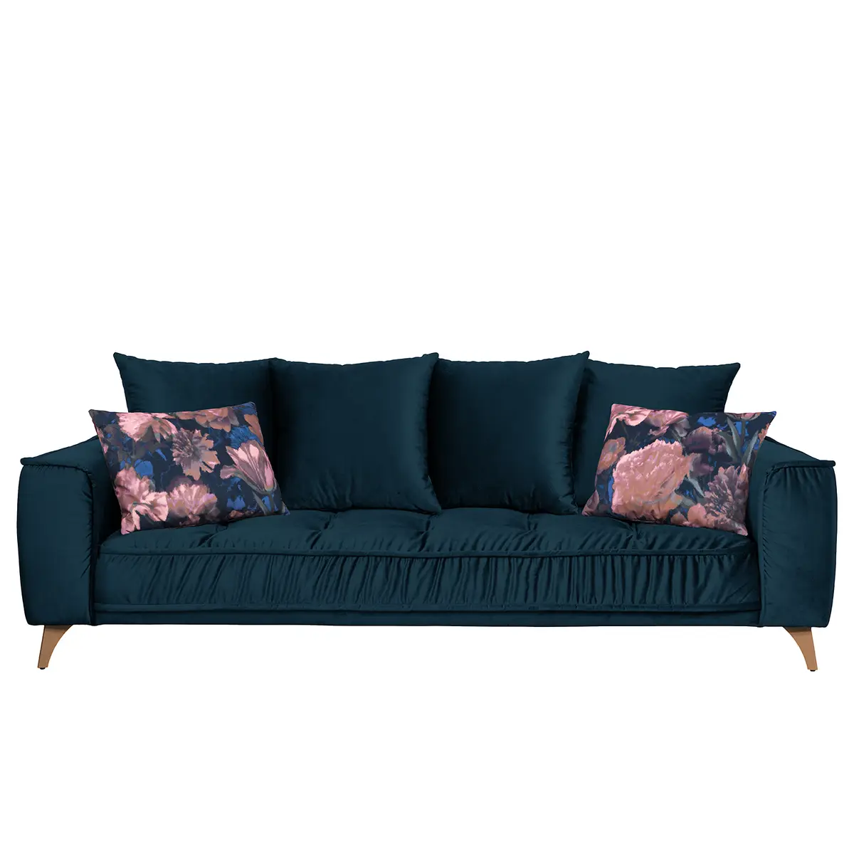 3-Sitzer Sofa Blau/Dunkelblau Samt | Blau