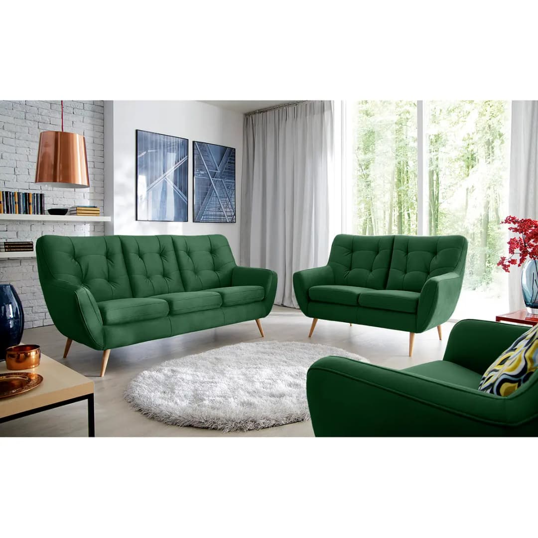 Sofa Sawston I 3-Sitzer Grün/Grün Samt | Grün