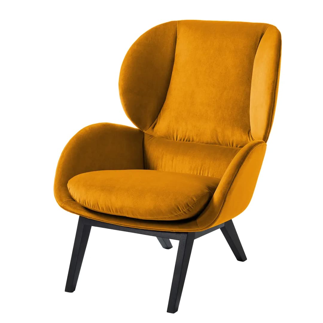 Sessel Orange/Orange Samt Shyla Schwarz 82 x 102 x 90cm