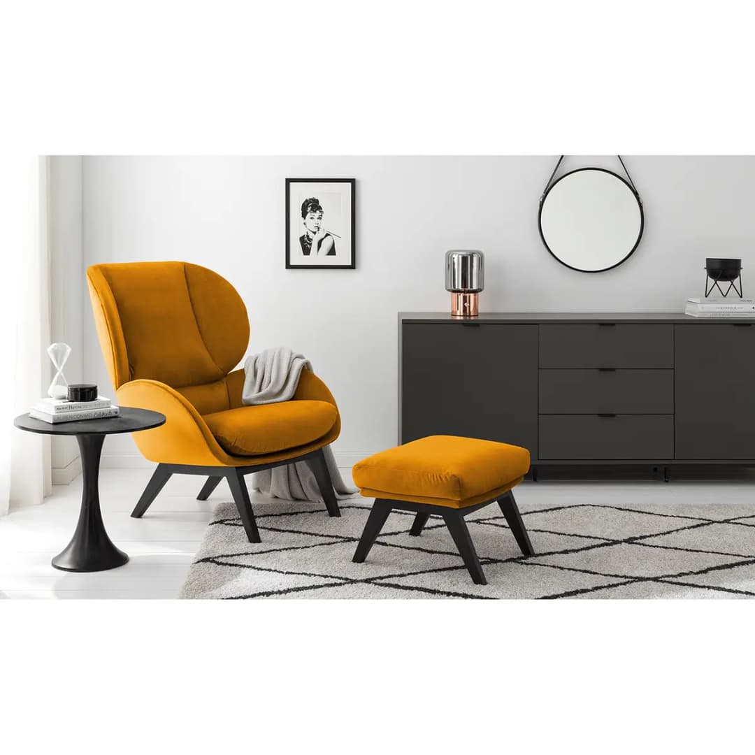 Sessel Orange/Orange Samt Shyla Schwarz 82 x 102 x 90cm