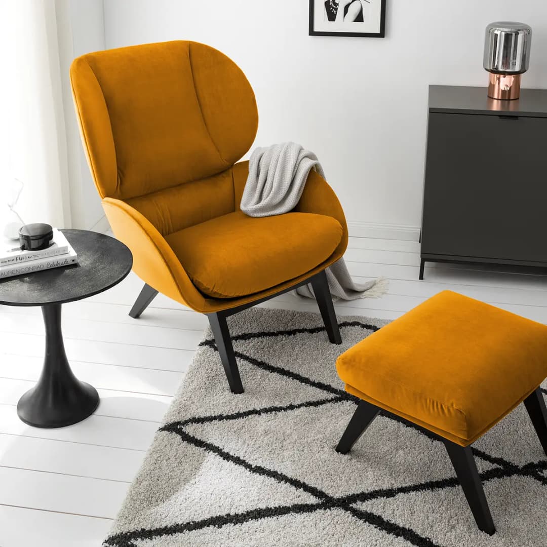 Sessel Orange/Orange Samt Shyla Schwarz 82 x 102 x 90cm