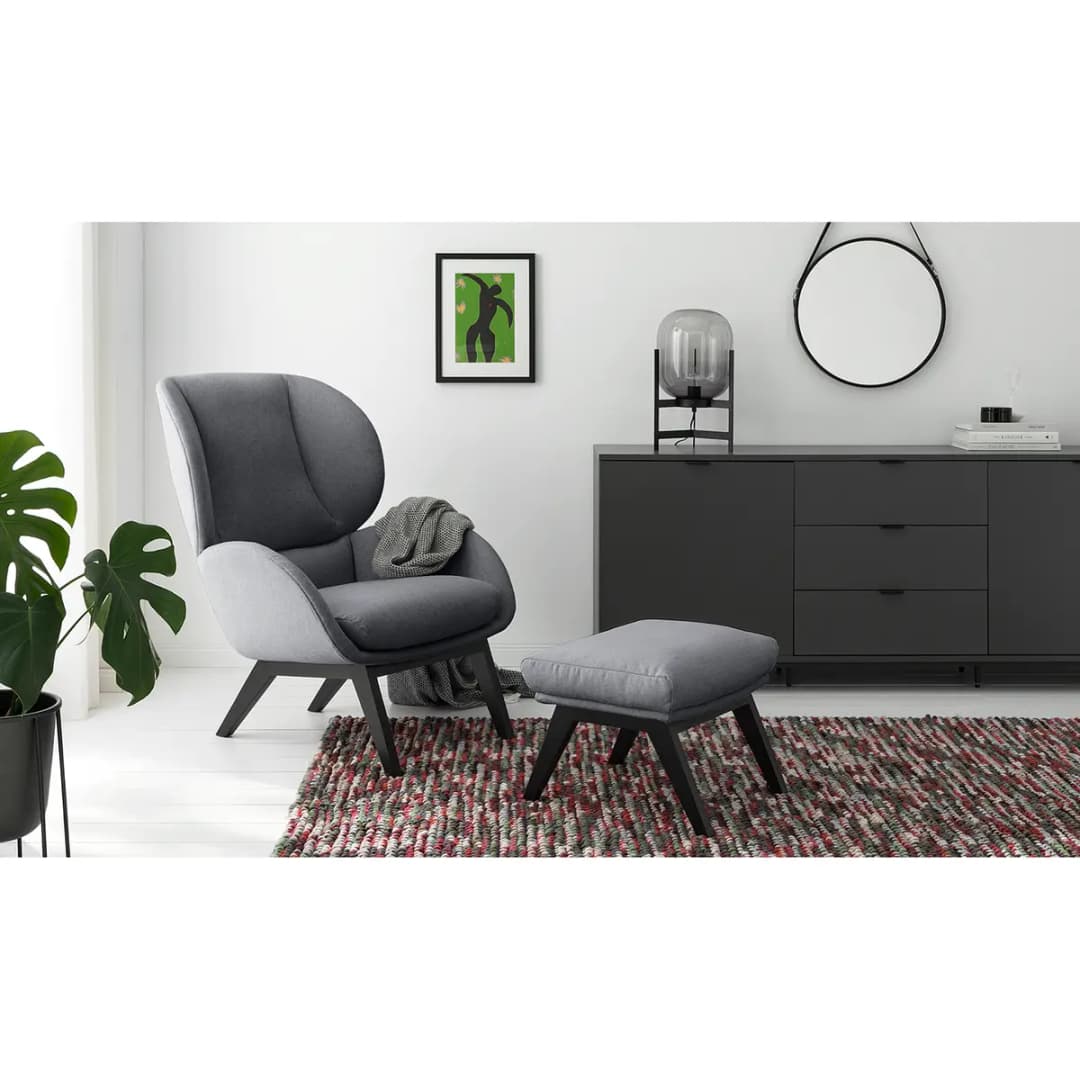 Sessel Grau/Steingrau Webstoff Saia Schwarz 82 x 102 x 90cm
