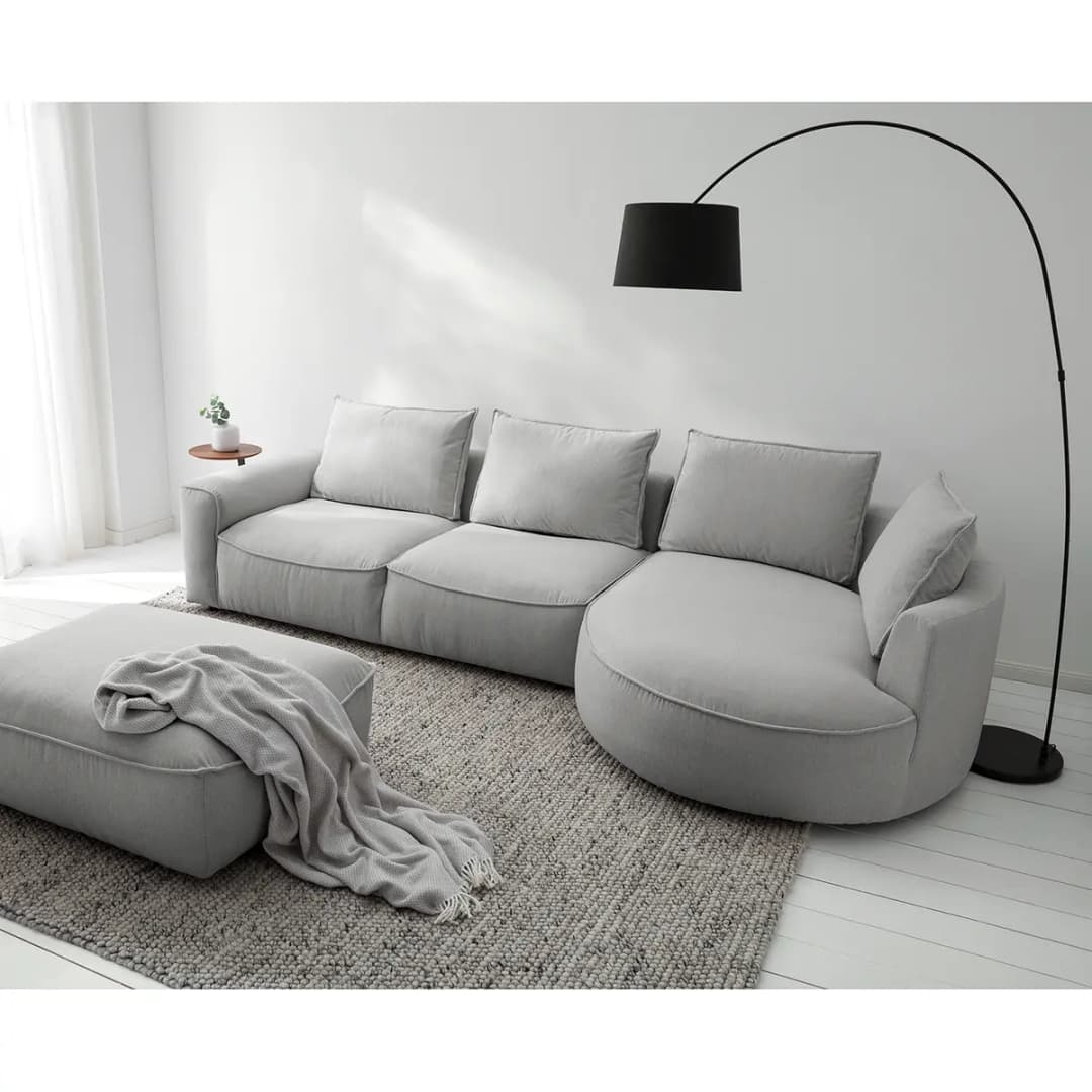 Ecksofa mit Ottomane Grau Webstoff Saia | Grau