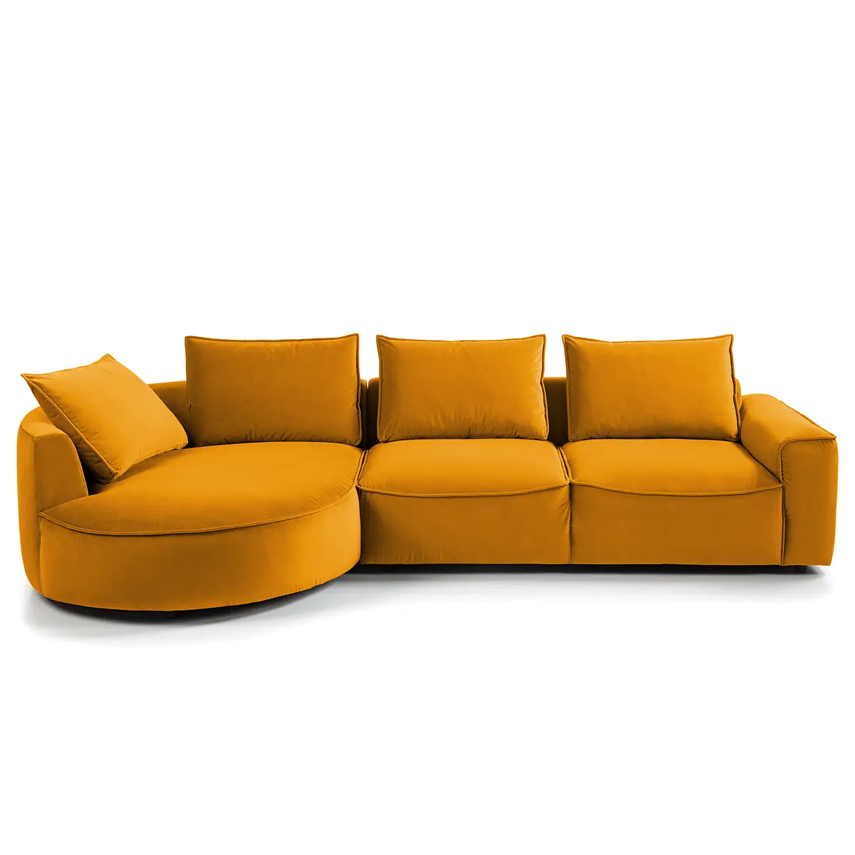 Studio Copenhagen Ecksofa mit Ottomane Orange Samt Shyla | Orange