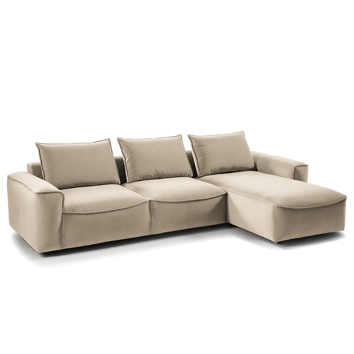 Ecksofa mit Longchair Gold Samt Shyla | Gold
