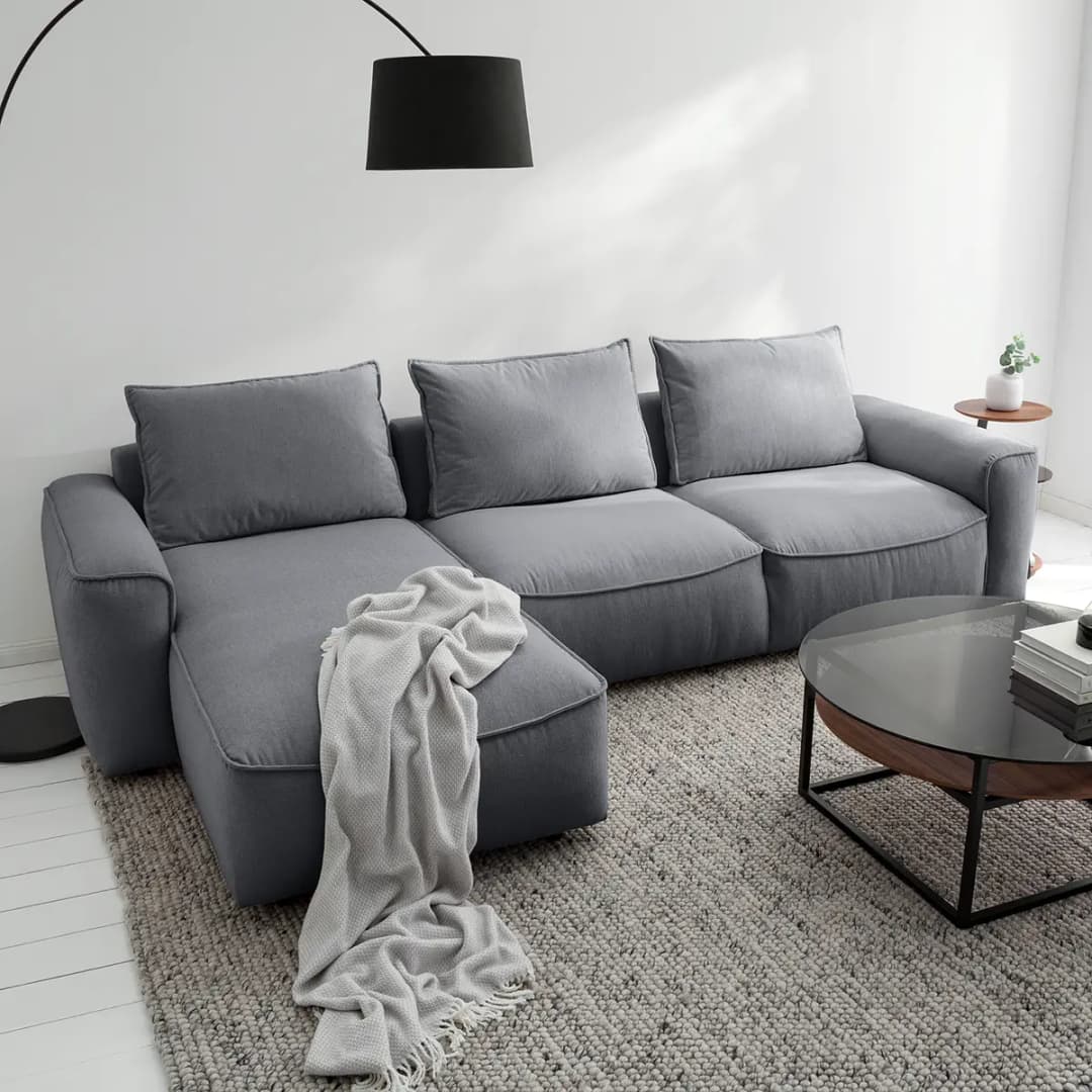 Ecksofa mit Longchair Saia | Grau