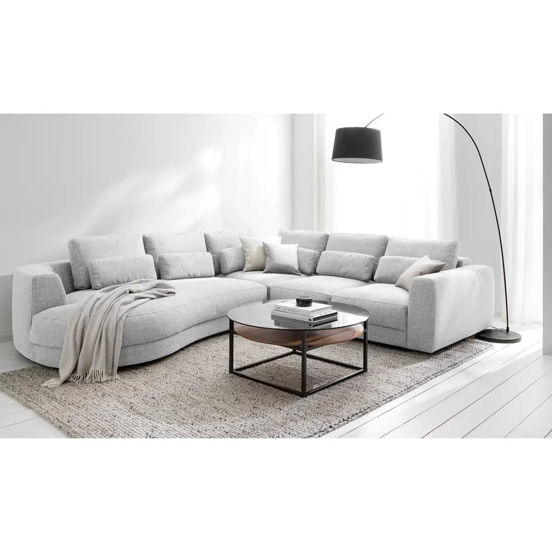 Ecksofa mit Ottomane | Grau