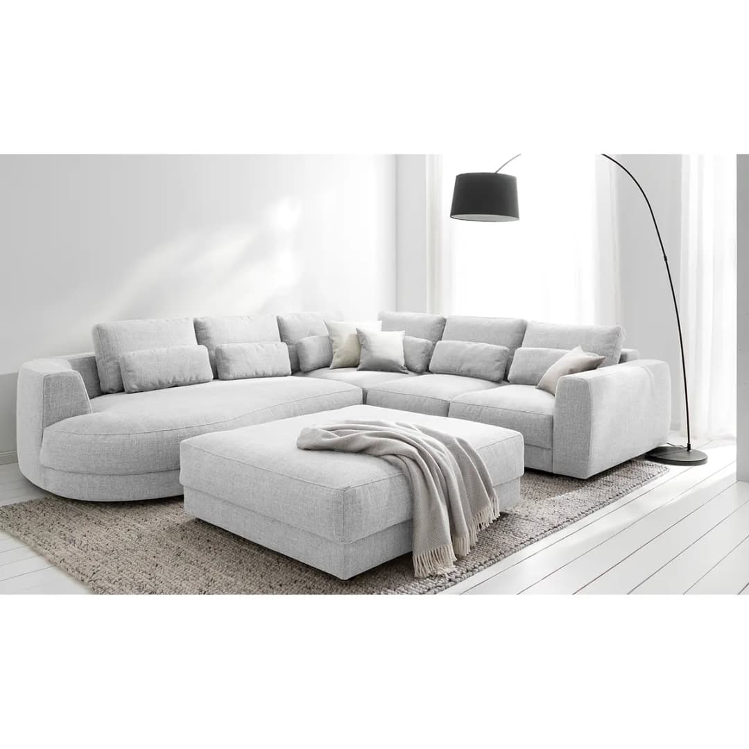 Ecksofa mit Ottomane | Grau