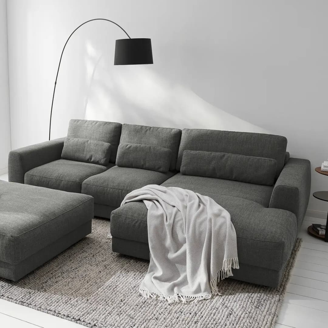 Ecksofa 2-Sitzer mit Longchair | Pink