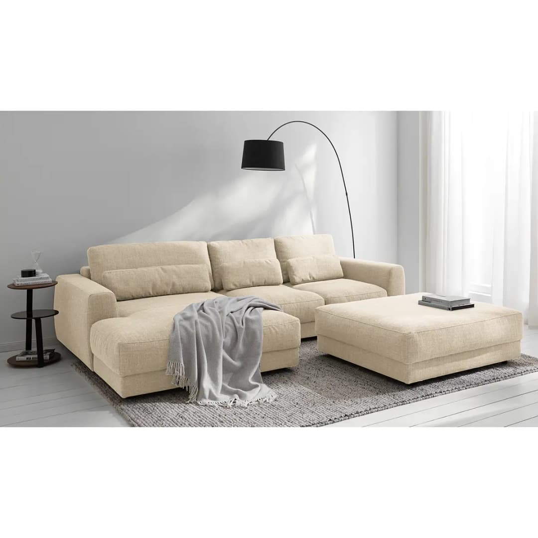 Ecksofa 2-Sitzer mit Longchair Amila | Beige