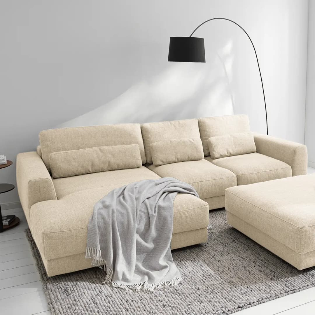 Ecksofa 2-Sitzer mit Longchair Amila | Beige