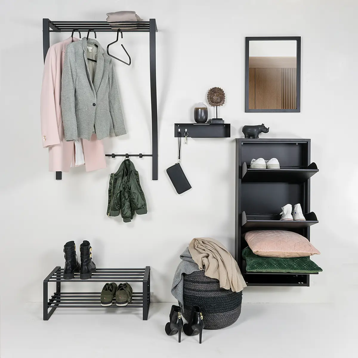 Wandgarderobe Spezzato | Schwarz