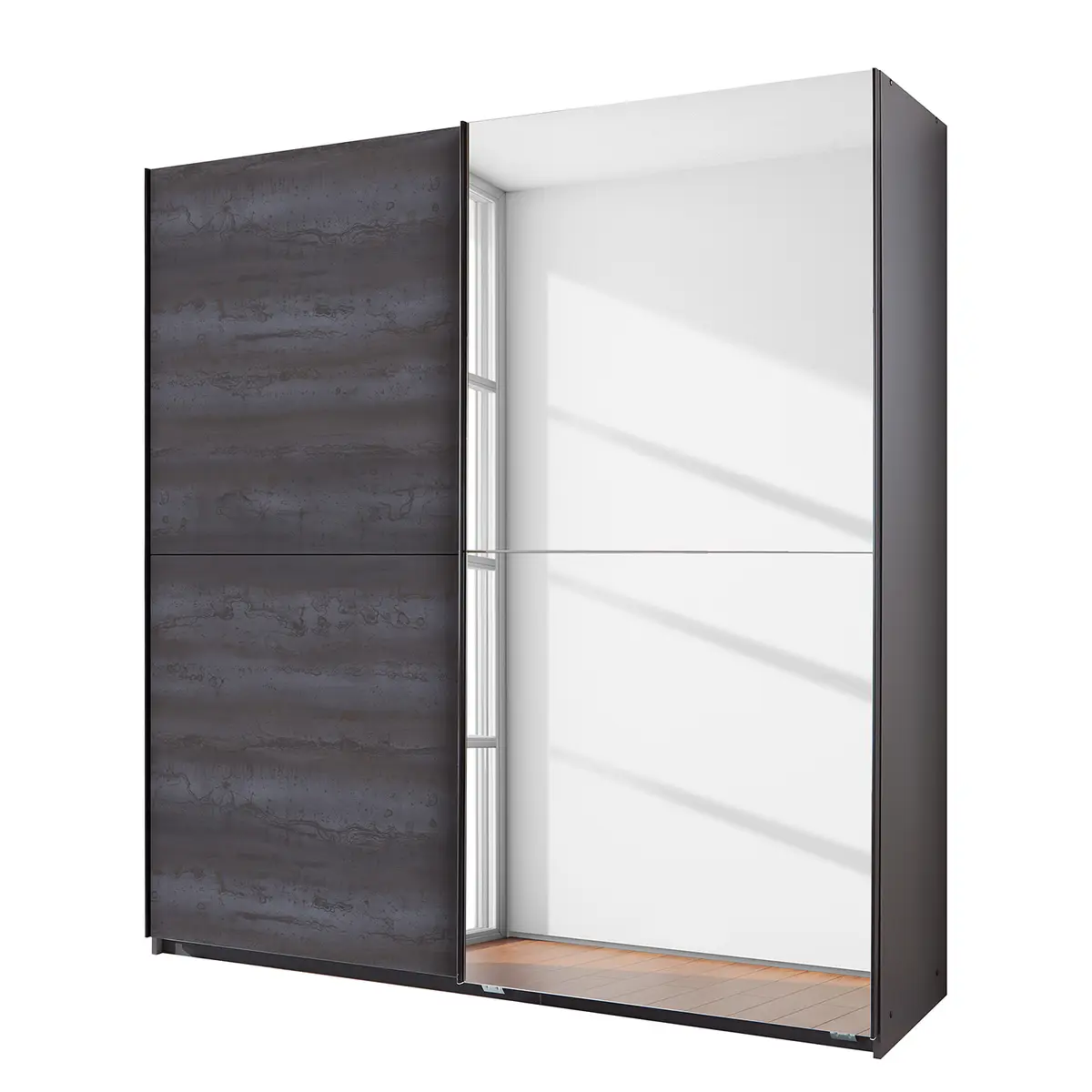 Schwebetürenschrank 180cm Schwarz | Schwarz