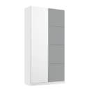 Drehtürenschrank 91cm Weiß/Alpinweiß/Grau | Weiß